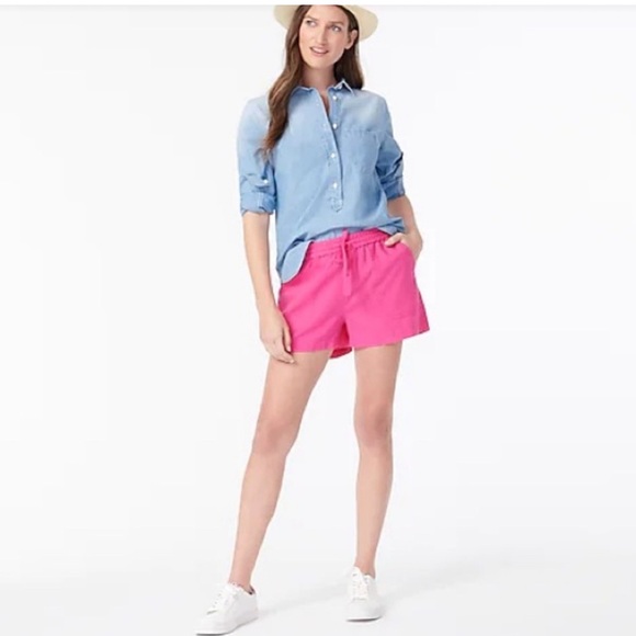 J.CREW LINEN-BLEND SHORT DRAWSTRING WOMEN POCKETS PINK COLOR PLUS SIZE SIZE XXL - Picture 3 of 10